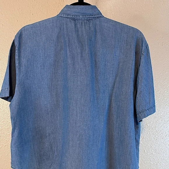 MICHAEL Michael Kors Womens Tie-Front Shirt Light Cadet Wash LARGE NWT - Picture 6 of 6